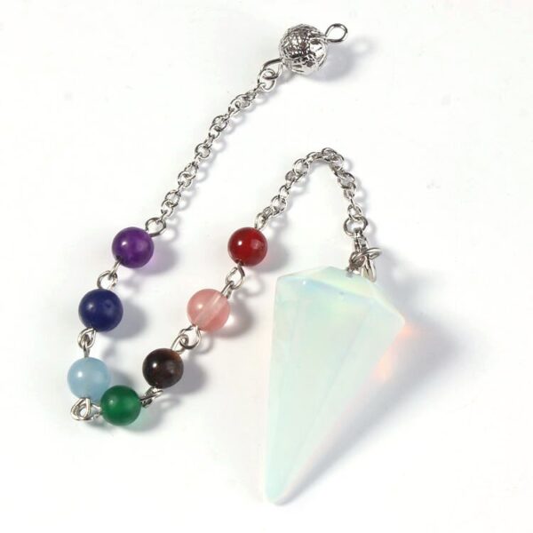 Natural Gnergy Gemstone~ Silver Plated Natural Healing Crystal Quartz Hexagon Pyramid Chakra Stones Beads Chain Pendulum Stone Pendant  Jewelry