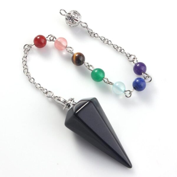 Natural Gnergy Gemstone~ Silver Plated Natural Healing Crystal Quartz Hexagon Pyramid Chakra Stones Beads Chain Pendulum Stone Pendant  Jewelry