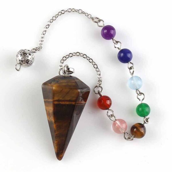 Natural Gnergy Gemstone~ Silver Plated Natural Healing Crystal Quartz Hexagon Pyramid Chakra Stones Beads Chain Pendulum Stone Pendant  Jewelry