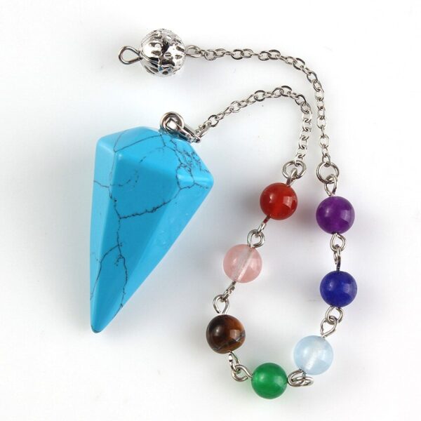 Natural Gnergy Gemstone~ Silver Plated Natural Healing Crystal Quartz Hexagon Pyramid Chakra Stones Beads Chain Pendulum Stone Pendant  Jewelry