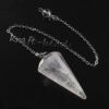 Natural Gnergy Gemstone~ Silver Plated Natural Healing Rock Crystal Hexagon Pyramid Stone Beads Pendulum Chakra Pendant Reiki Jewelry