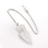 Natural Gnergy Gemstone~ Silver Plated Natural Healing Rock Crystal Hexagon Pyramid Stone Beads Pendulum Chakra Pendant Reiki Jewelry