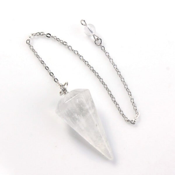 Natural Gnergy Gemstone~ Silver Plated Natural Healing Rock Crystal Hexagon Pyramid Stone Beads Pendulum Chakra Pendant Reiki Jewelry