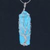 Natural Gnergy Gemstone~ Ethnic Style Silver Plated Wire Wrap Irregular Shape Crystal Dyed Blue Pendant