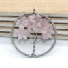 Natural Gnergy Gemstone~ Popular Silver Plated Rose Pink Quartz Wire Wrapped Wisdom Tree Life Pendant Fashion Jewelry