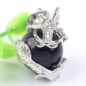 Natural Gnergy Gemstone~ Silver Plated Chinese Dragon Wrap Around Blue Sand Stone Vintage Pendant Fashion Jewelry