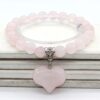 Natural Gnergy Gemstone~ Silver Plated Cute Heart Malachite Stone With 8 mm Round Beads Bracelet Opalite Opal Jewelry