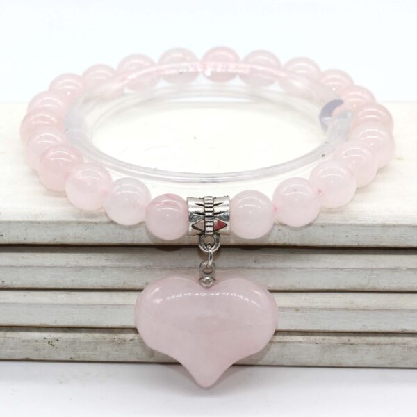 Natural Gnergy Gemstone~ Silver Plated Cute Heart Malachite Stone With 8 mm Round Beads Bracelet Opalite Opal Jewelry