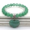 Natural Gnergy Gemstone~ Silver Plated Cute Heart Malachite Stone With 8 mm Round Beads Bracelet Opalite Opal Jewelry