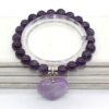 Natural Gnergy Gemstone~ Silver Plated Cute Heart Malachite Stone With 8 mm Round Beads Bracelet Opalite Opal Jewelry