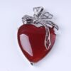 Natural Gnergy Gemstone~ Silver Plated Eternal Love Heart Stone Amethysts With Silk Ribbon Pendant Rose Pink Quartz Jewelry