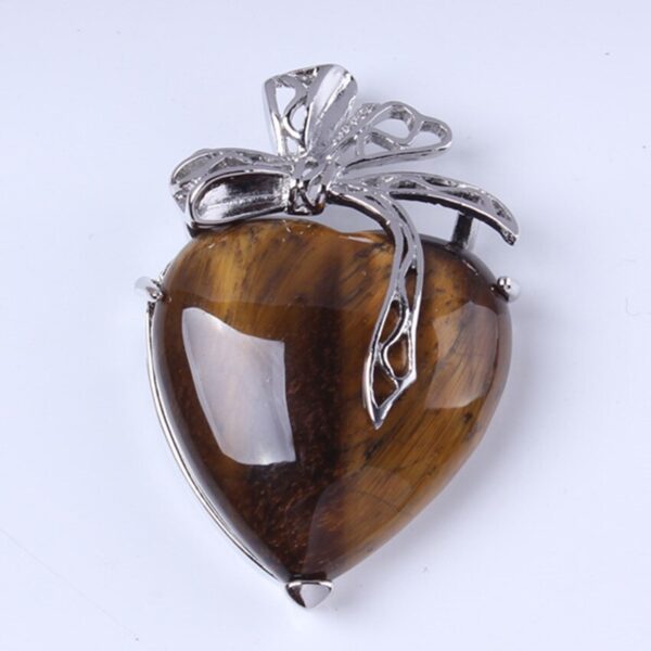 Natural Gnergy Gemstone~ Silver Plated Eternal Love Heart Stone Amethysts With Silk Ribbon Pendant Rose Pink Quartz Jewelry