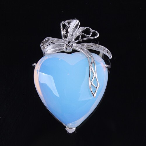 Natural Gnergy Gemstone~ Silver Plated Eternal Love Heart Stone Amethysts With Silk Ribbon Pendant Rose Pink Quartz Jewelry
