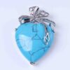 Natural Gnergy Gemstone~ Silver Plated Eternal Love Heart Stone Amethysts With Silk Ribbon Pendant Rose Pink Quartz Jewelry