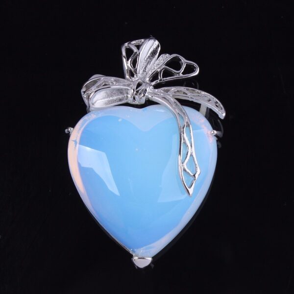 Natural Gnergy Gemstone~ Silver Plated Eternal Love Heart Stone Amethysts With Silk Ribbon Pendant Rose Pink Quartz Jewelry
