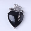 Natural Gnergy Gemstone~ Silver Plated Eternal Love Heart Stone Amethysts With Silk Ribbon Pendant Rose Pink Quartz Jewelry
