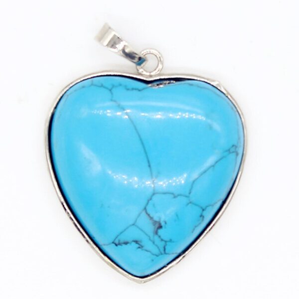 Natural Gnergy Gemstone~ Silver Plated Forever Love Heart Lapis Lazuli Pendant For Anniversary Blue Turquoises Stone Jewelry