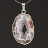 Natural Gnergy Gemstone~ Silver Plated Irregular Shape Agates Slice Geode Pendant For Party Gift Jewelry