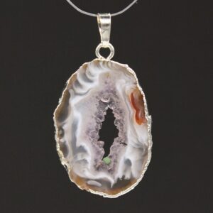 Natural Gnergy Gemstone~ Silver Plated Irregular Shape Agates Slice Geode Pendant For Party Gift Jewelry