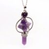 Natural Gnergy Gemstone~ Silver Plated Natural Purple Amethysts Crystal Quartz Merkaba Energy Symbol Healing Sceptre Pendulum Pendant
