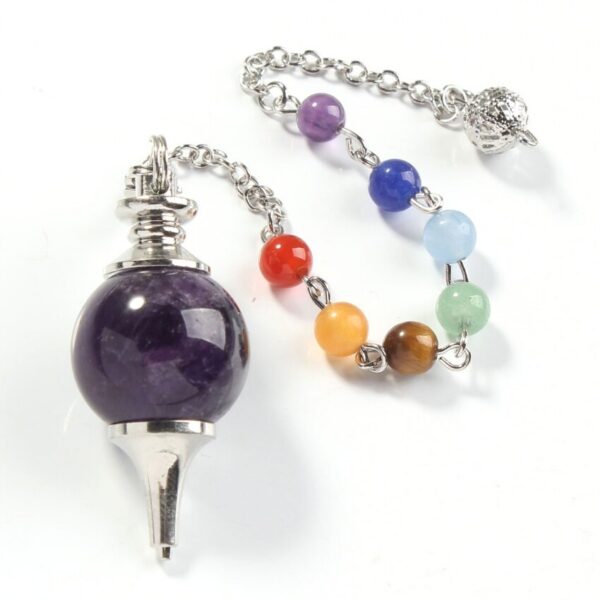 Natural Gnergy Gemstone~ Silver Plated Natural Purple Amethysts Floating Healing Crystal Quartz Chakra Pendulum Dowsing Pendant Jewelry
