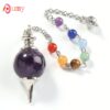 Natural Gnergy Gemstone~ Silver Plated Natural Purple Amethysts Floating Healing Crystal Quartz Chakra Pendulum Dowsing Pendant Jewelry