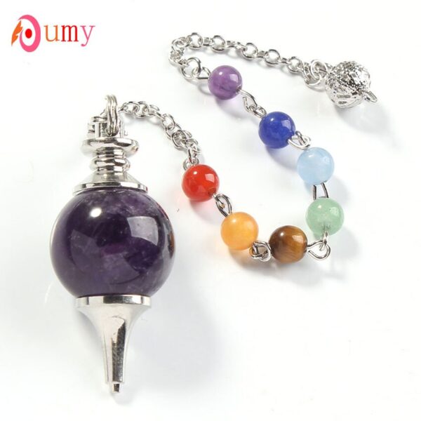 Natural Gnergy Gemstone~ Silver Plated Natural Purple Amethysts Floating Healing Crystal Quartz Chakra Pendulum Dowsing Pendant Jewelry