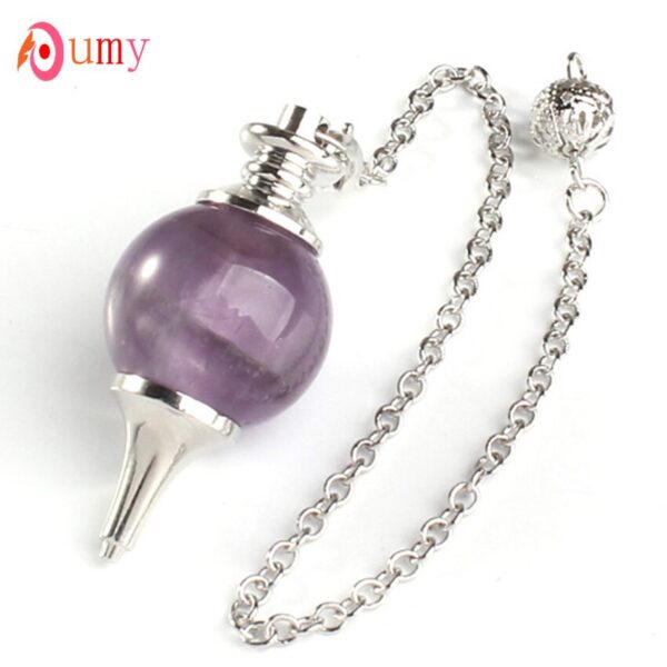 Natural Gnergy Gemstone~ Silver Plated Natural Purple Amethysts Floating Healing Crystal Quartz Chakra Pendulum Dowsing Pendant Jewelry