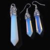 Natural Gnergy Gemstone~ Silver Plated Opalite Opal Hexagon Prism Stone Pendulum Stone Pendant Drop Earrings For Party Jewelry Sets