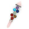 Natural Gnergy Gemstone~ Silver Plated Pyramid 7 Stone Beads Energy Scepter Natural Rose Pink Quartz Healing Point Chakra Pendant