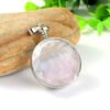 Natural Gnergy Gemstone~ Silver Plated Round Glass Wish Bottle Pendant Natural Rose Pink Quartz for Women Anniversary Jewelry