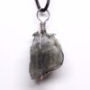 Natural Gnergy Gemstone~ Silver Plated Wire Wrap Irregular Shape Labradorite Raw Stone Pendant Charm Jewelry