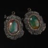 Natural Gnergy Gemstone~ Special Design Mixed Quartz Stone Ellipse Inlay Rhinestone Vintage Pendant Charm Jewelry