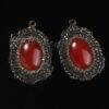 Natural Gnergy Gemstone~ Special Design Mixed Quartz Stone Ellipse Inlay Rhinestone Vintage Pendant Charm Jewelry