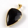 Natural Gnergy Gemstone~ Trendy Light Yellow Gold Color Black Onyx Section Polygon Shape Pendant Fashion Jewelry