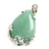 Natural Gnergy Gemstone~ Trendy Silver Plated Flower Wrap Natural Green Aventurine Pendant Tear Drop Jewelry