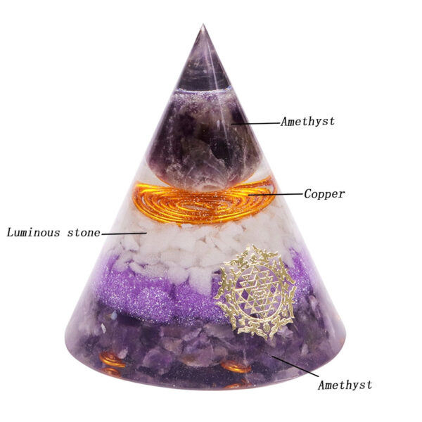 Reiki Pyramid~Luminous Orgonite Pyramid Amethystine With Copper Luminous Pyramid Chakra Energy Handmade Orgonite Resin Decorative Craft Jewelr