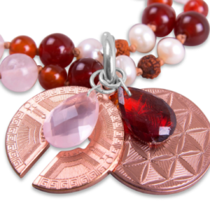 Focused Intention Mala Flower of Life Pendant Rose Gold 1" HighChi Healing Pendant