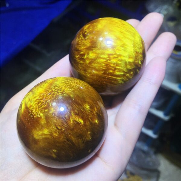 Crystal Healing~NEW 50mm beautiful gold sea willow coral sphere ball specimen healing Home decoration 1pcs