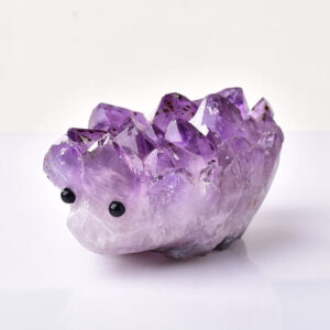 Crystal Healing~Natural Amethyst Hedgehog Figurine Crystal Cluster Quartz Ore Magic Cure Crystal Ornaments Available Home Decoration DIY Gift