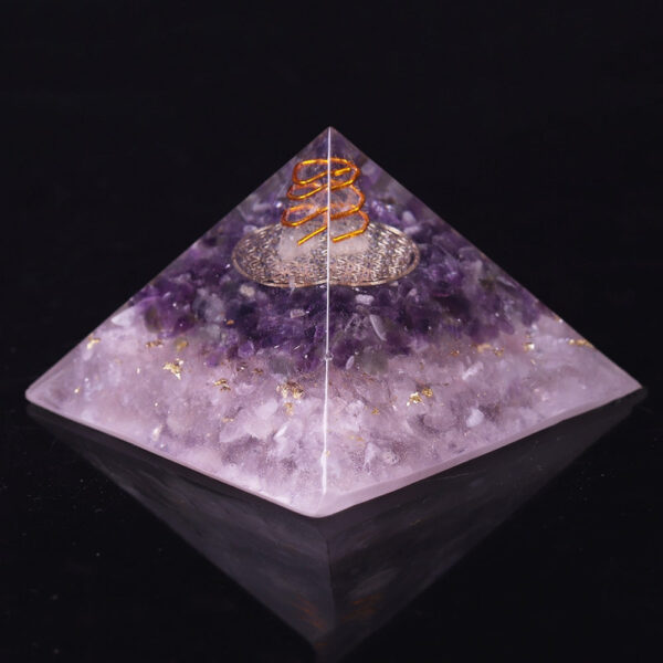 Reiki Pyramid~Natural Amethyst Orgonite Pyramid Energy Converter Orgone Aura Chakra Resin Decorative Craft Decoration Bring Good Luck Gift