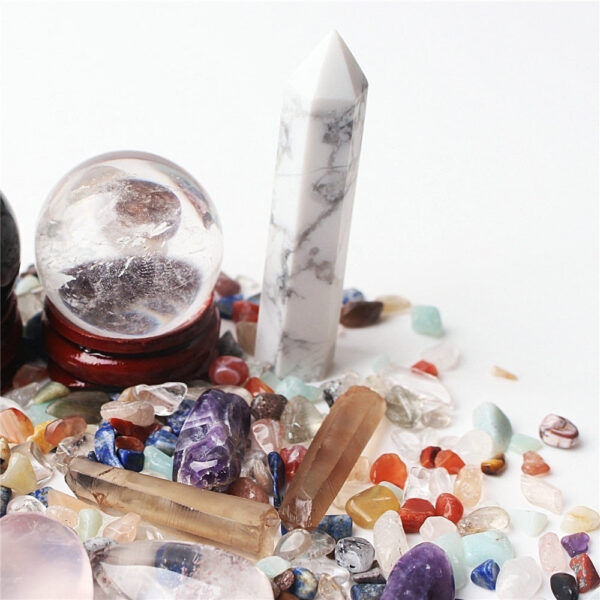 Crystal Set~Natural Colorful Chakra Quartz Crystal Obelisk Ball Gravel Set Diy Mineral Specimens Healing Gems Decor