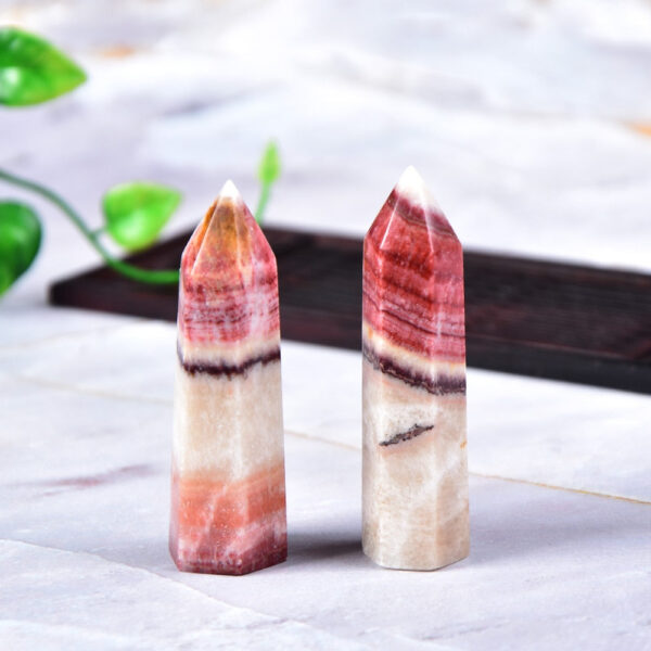 Crystal Point~Natural Crystal Rhodochrosite Quartz Point Healing Stone Hexagonal Prisms 70-90mm Obelisk Wand Treatment Stone DIY Gift 1PC