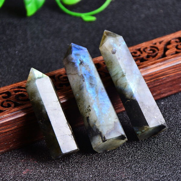 Crystal Point~Natural Crystal labradorite Quartz Point Healing Stone Hexagonal Prisms 50-80mm Obelisk Wand Treatment Stone DIY Gift 1PC