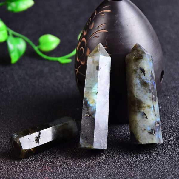 Crystal Point~Natural Crystal labradorite Quartz Point Healing Stone Hexagonal Prisms 50-80mm Obelisk Wand Treatment Stone DIY Gift 1PC