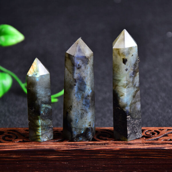 Crystal Point~Natural Crystal labradorite Quartz Point Healing Stone Hexagonal Prisms 50-80mm Obelisk Wand Treatment Stone DIY Gift 1PC
