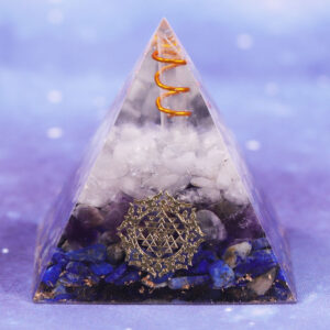Reiki Pyramid~Natural Lapis Lazuli Orgonite Pyramid Withrock Crystal Quartz Amethyst Pyramid Powerful Reiki Energy Orgone Collection