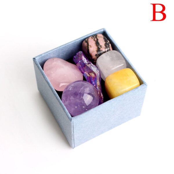 Crystal Set~Natural Mixed Cube Stones Set Polished Mini Balls Quartz Heart Pendant Amethyst Minerals Specimen Gift Healing Collection Box