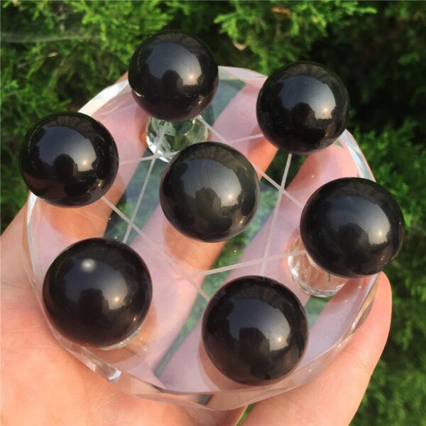 Crystal Healing~Natural Obsidian seven star array Feng shui Obsidian Crystal Ball Decoration home furnishing articles