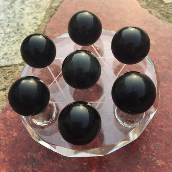 Crystal Healing~Natural Obsidian seven star array Feng shui Obsidian Crystal Ball Decoration home furnishing articles